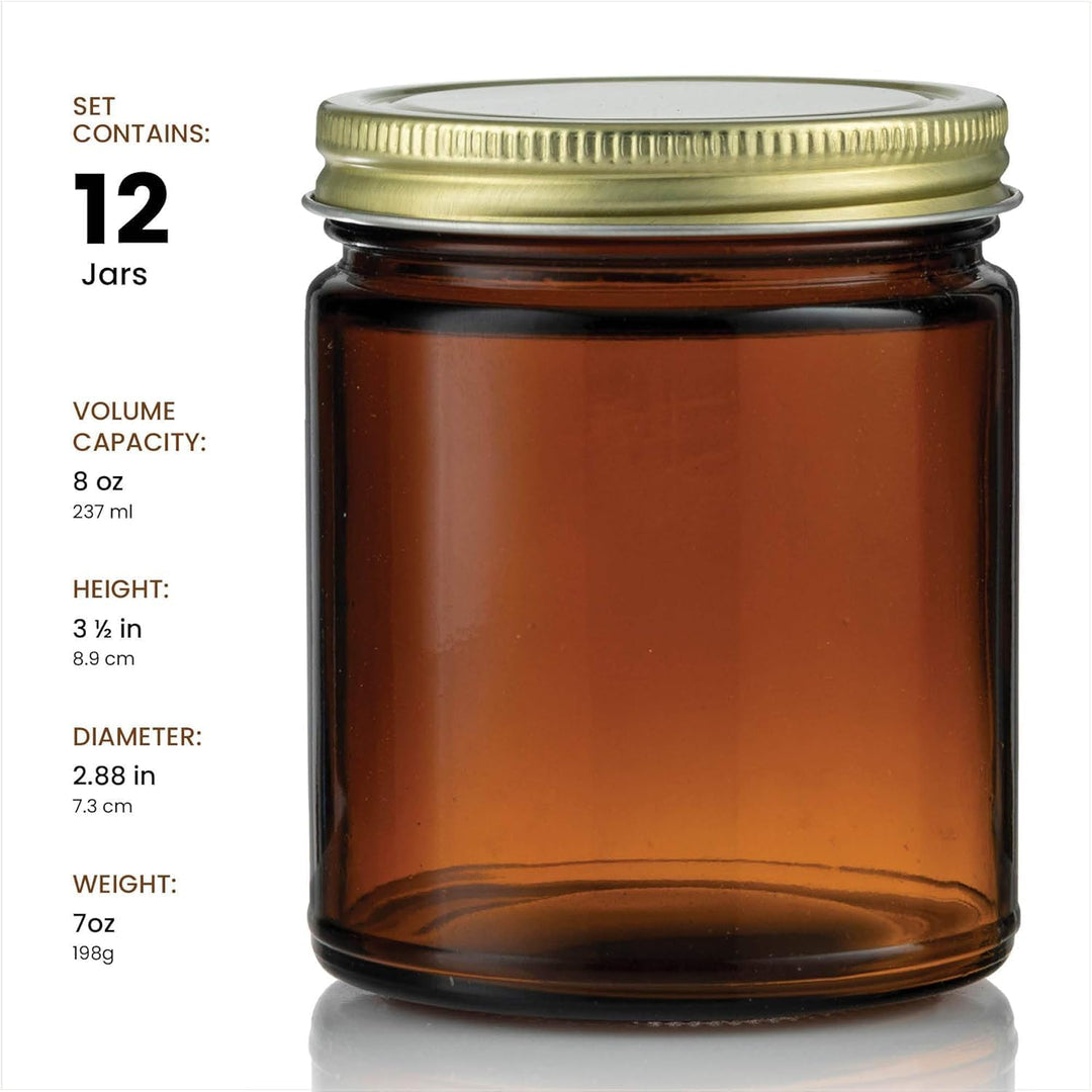 Braunglasbehälter, 236 ml (8 oz) leere Kosmetikbehälter für DIY-Projekte, Bernsteinfarbene Gläser fü