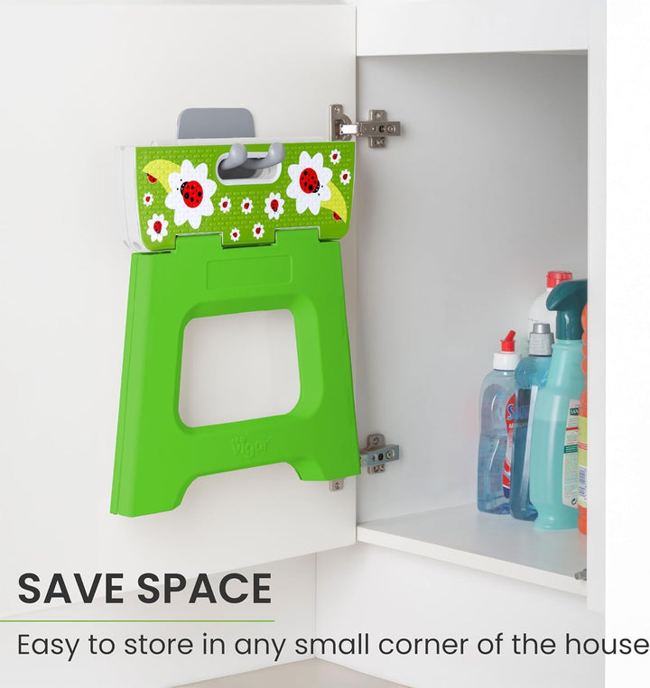 VIGAR Compact Lady Bug Tritthocker Klappbar 32 cm mit Griffen, 35 cm x 32 cm Ladybug On Top 32 cm, L
