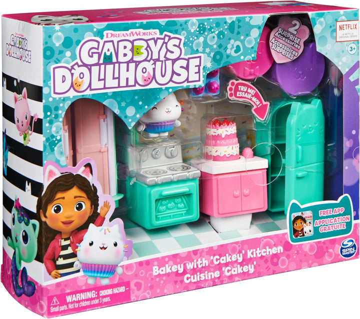 Gabby‘s Dollhouse Deluxe Raum, Bakey with Cakey, Küche mit Kuchi (engl. Cakey), 3 Möbelstücken und 2