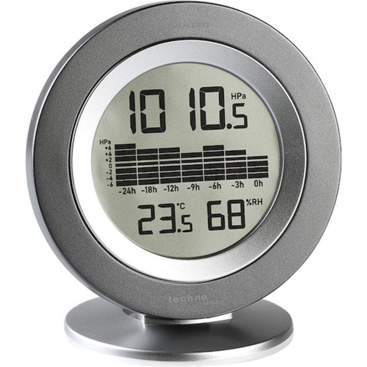 Technoline Mobile Alerts Luftdruckmesser/Barometer MA10238 mit Innentemperatur, Silber-Anthrazit