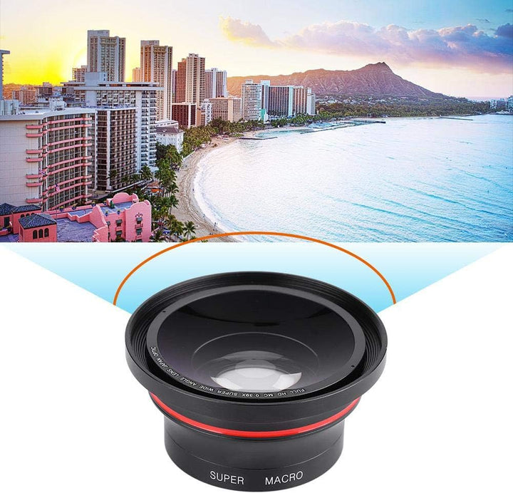 37MM 0.39X Professionelles HD Weitwinkelobjektiv mit Makro Objektiv und 37-mm-Telefonclip für Camcor