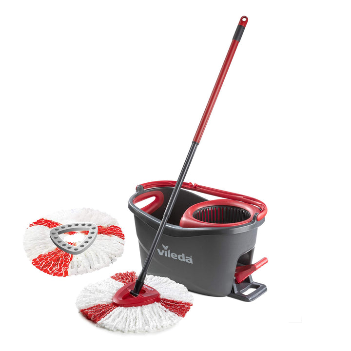 Vileda leicht Auswringen und Reinigen Turbo Microfaser Mop- und Eimer-Set., Microfaser, rot, 29.6 x