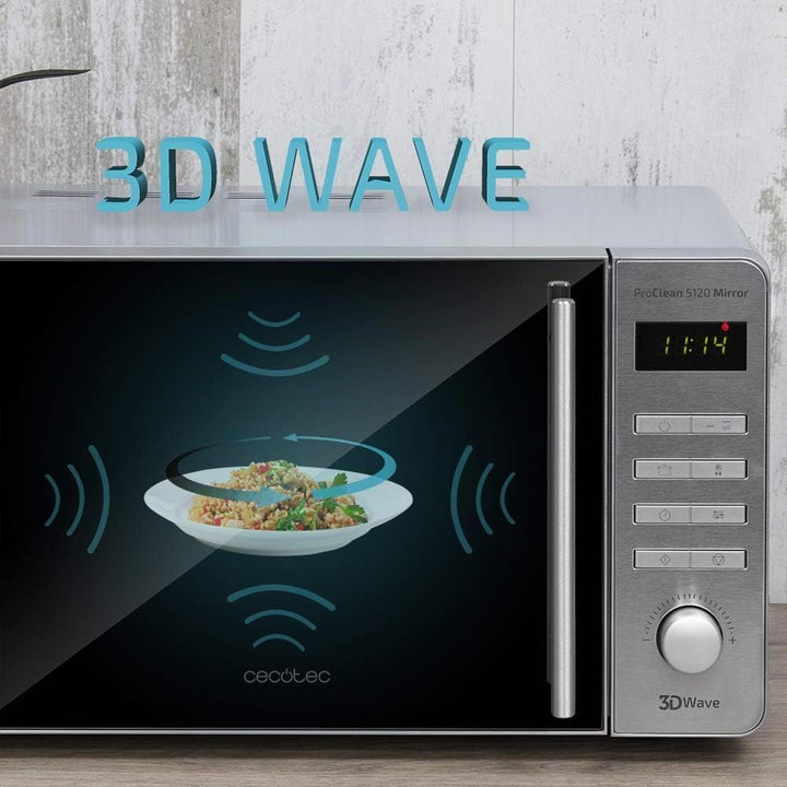Cecotec Mikrowelle Pro Clean 5120 Mirror. 700 W, Grill 800W, 20 L, Ready 2 Clean Beschichtung, 3 D W