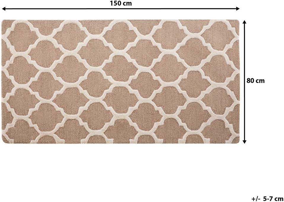 Teppich beige marokkanisches Muster 80 x 150 cm handgetuftet Erbaa