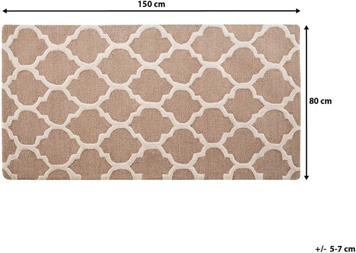 Teppich beige marokkanisches Muster 80 x 150 cm handgetuftet Erbaa