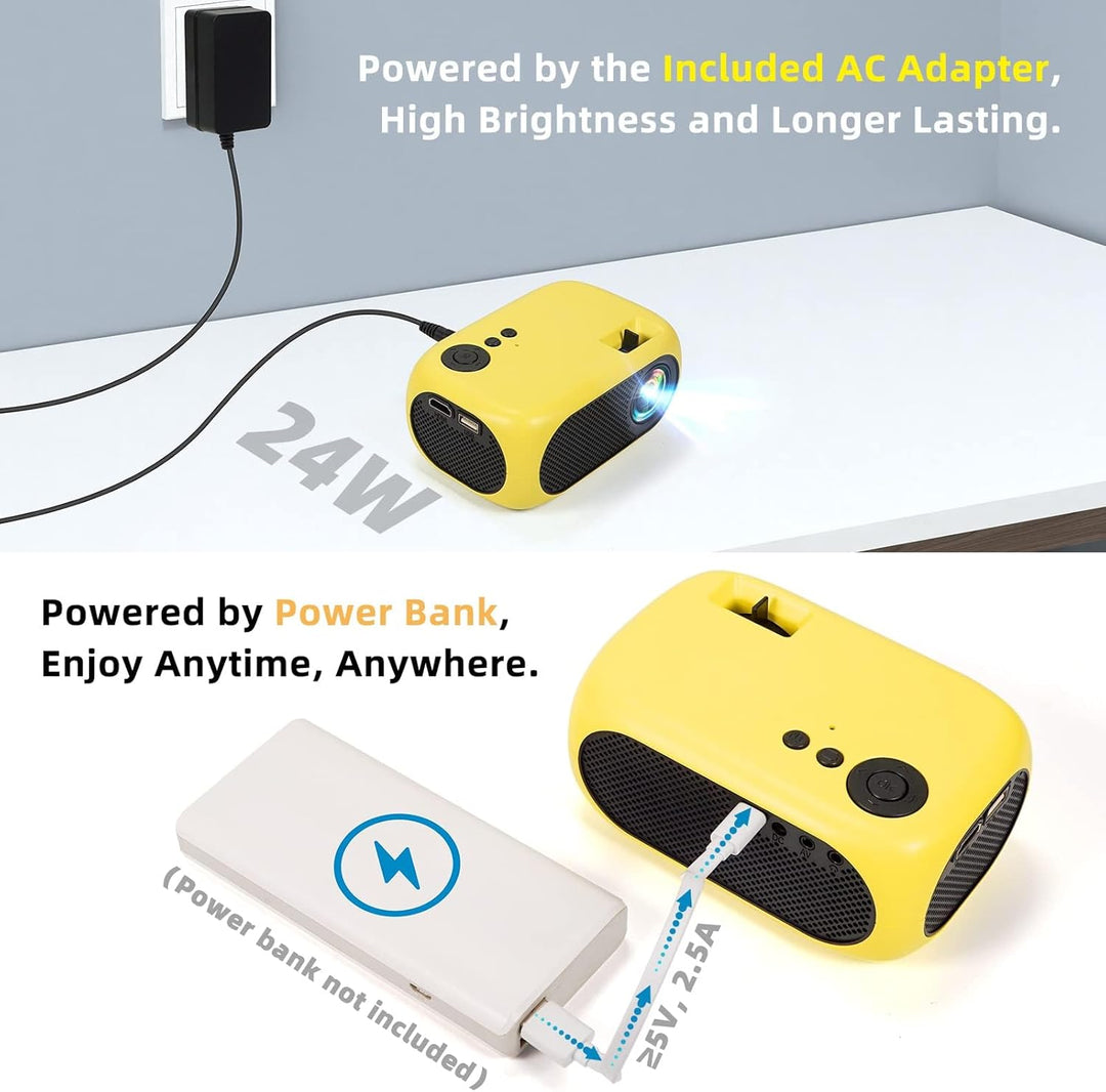 Mini Beamer, Tragbarer Heimkino Projektor für Handy, HDMI AV Kompatibel mit DVD, Firestick, Laptop,