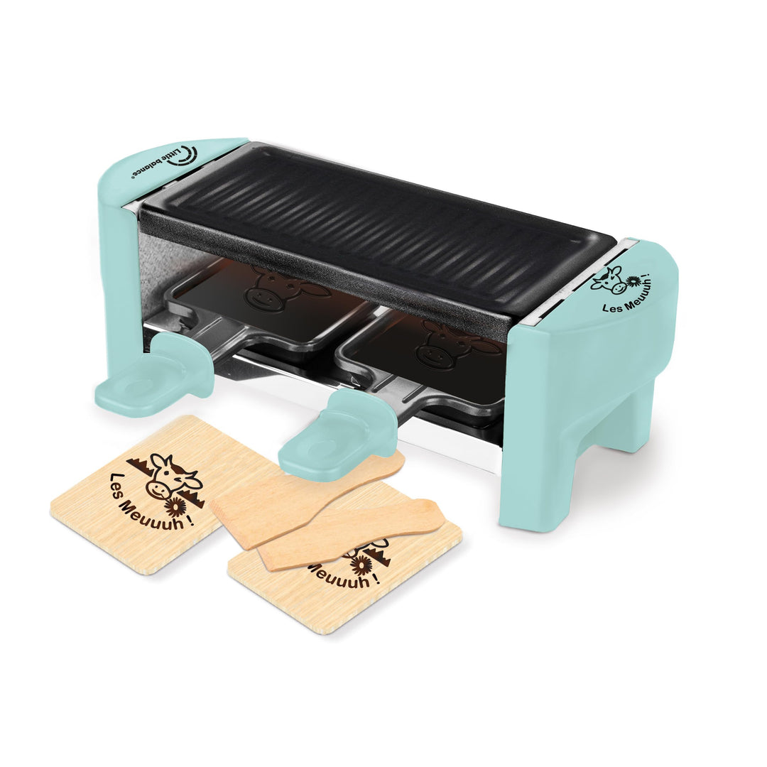 LITTLE BALANCE 8617 Raclette 2 Meuuh…!, Raclette 1/2 Personen, abnehmbarer Grill, 2 Spatel + 2 Brett