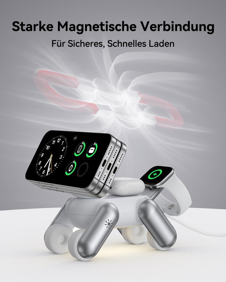 3 in 1 Ladestation für Apple Watch iPhone MagSafe für iPhone 17e Air 17 16 15 14 13 12 Series, für A