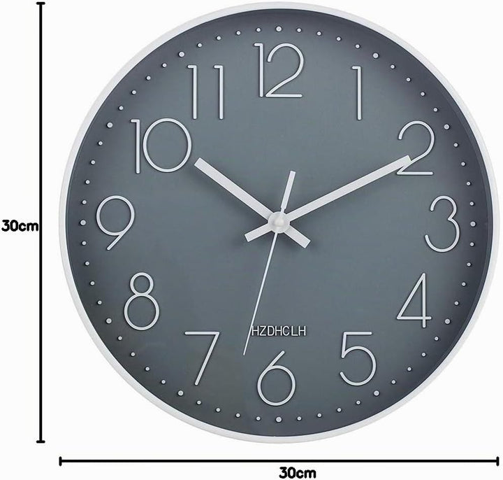 HZDHCLH Funk Wanduhr 30 cm Lautlose Wanduhr Ohne Tickgeräusche, Moderne Batteriebetriebene Uhr für Z