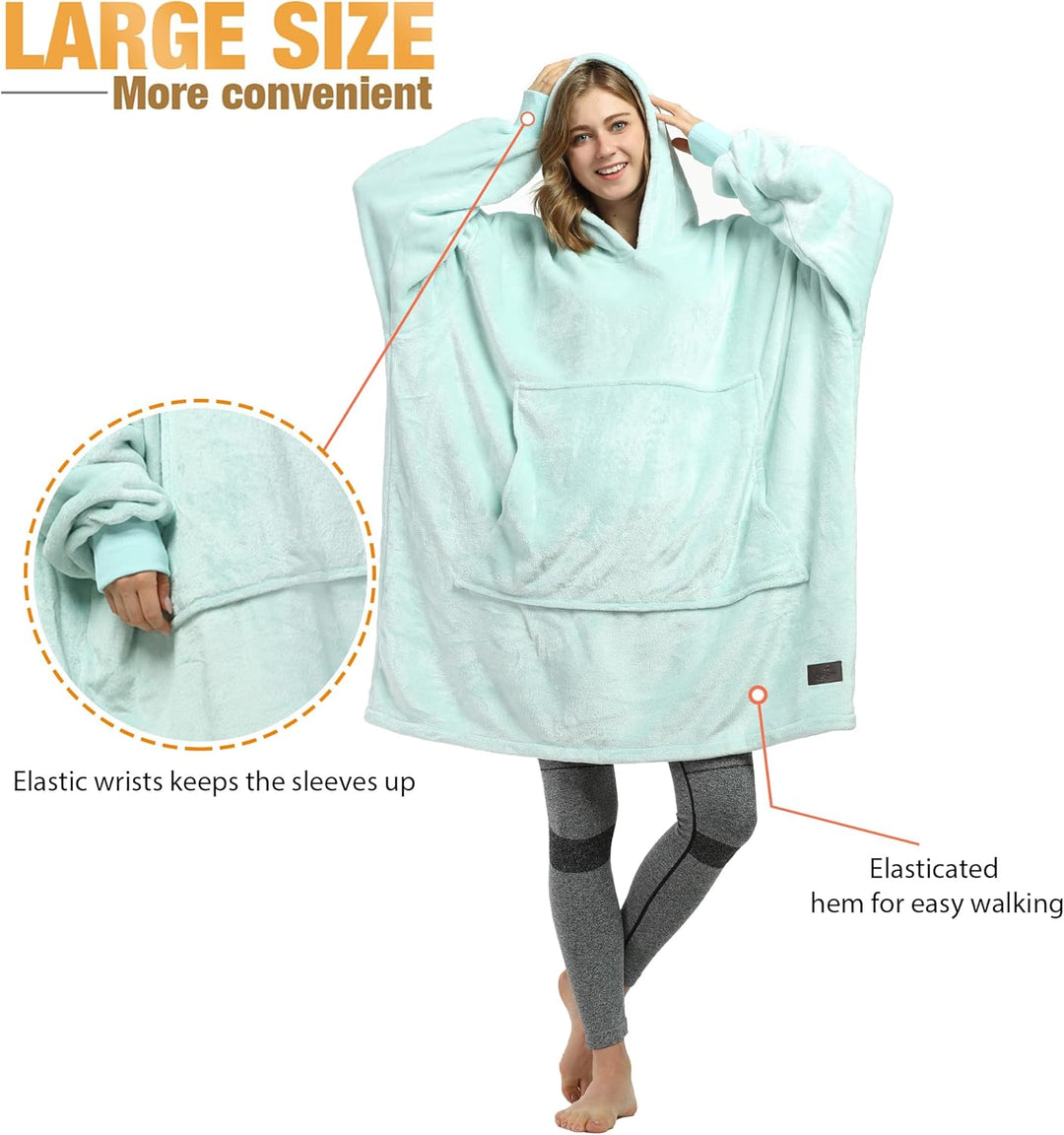 Catalonia Classy Übergrosse Fleece Hoodie Decke Aqua, Warme Grosses Kapuzendecke Tragbare Decke zum