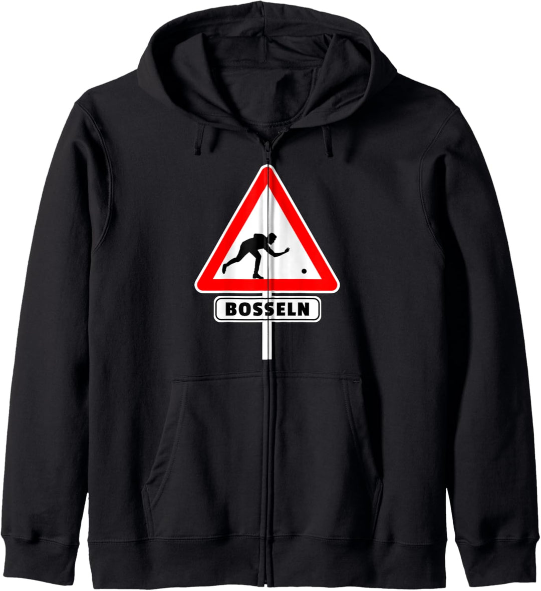 Bosseln Spiel Strassenschild mit Bosseln Kugel Wurf Kapuzenjacke