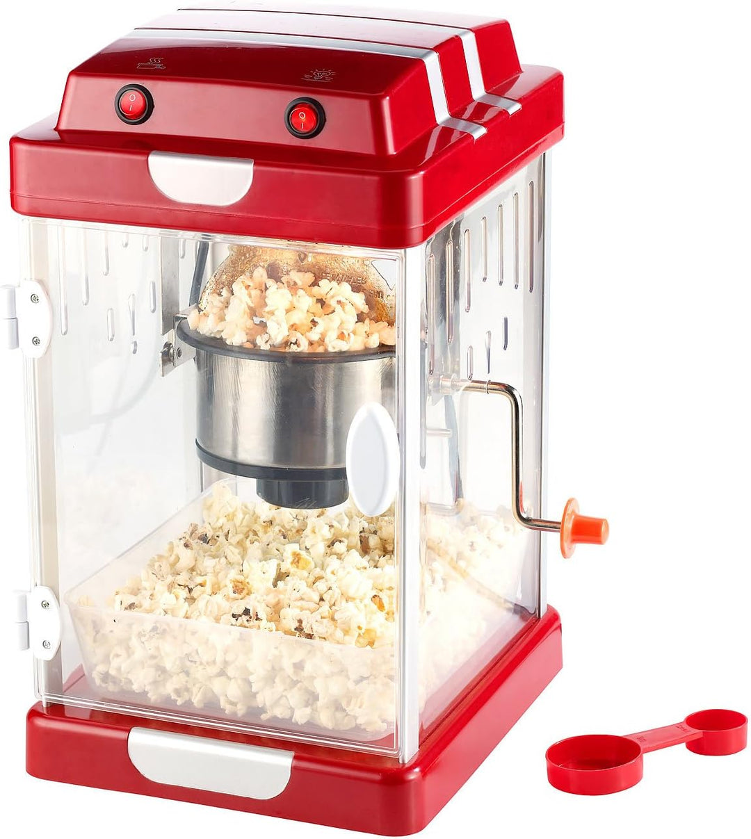 Rosenstein & Söhne Popcorn Snacks: Retro-Popcorn-Maschine "Movie" und Rollwagen im 50er-Stil, rot (M