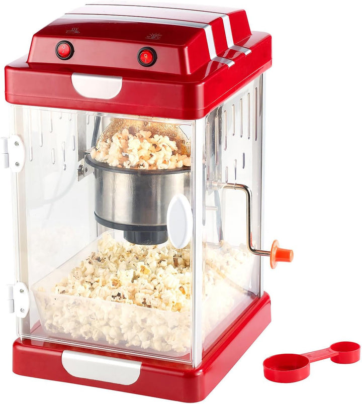 Rosenstein & Söhne Popcorn Snacks: Retro-Popcorn-Maschine "Movie" und Rollwagen im 50er-Stil, rot (M