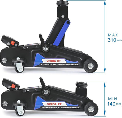 Wagenheber 2,5T Autoheber Rangierwagenheber 80-360mm + 2X Gummiauflage + Koffer + Montagehandschuhe