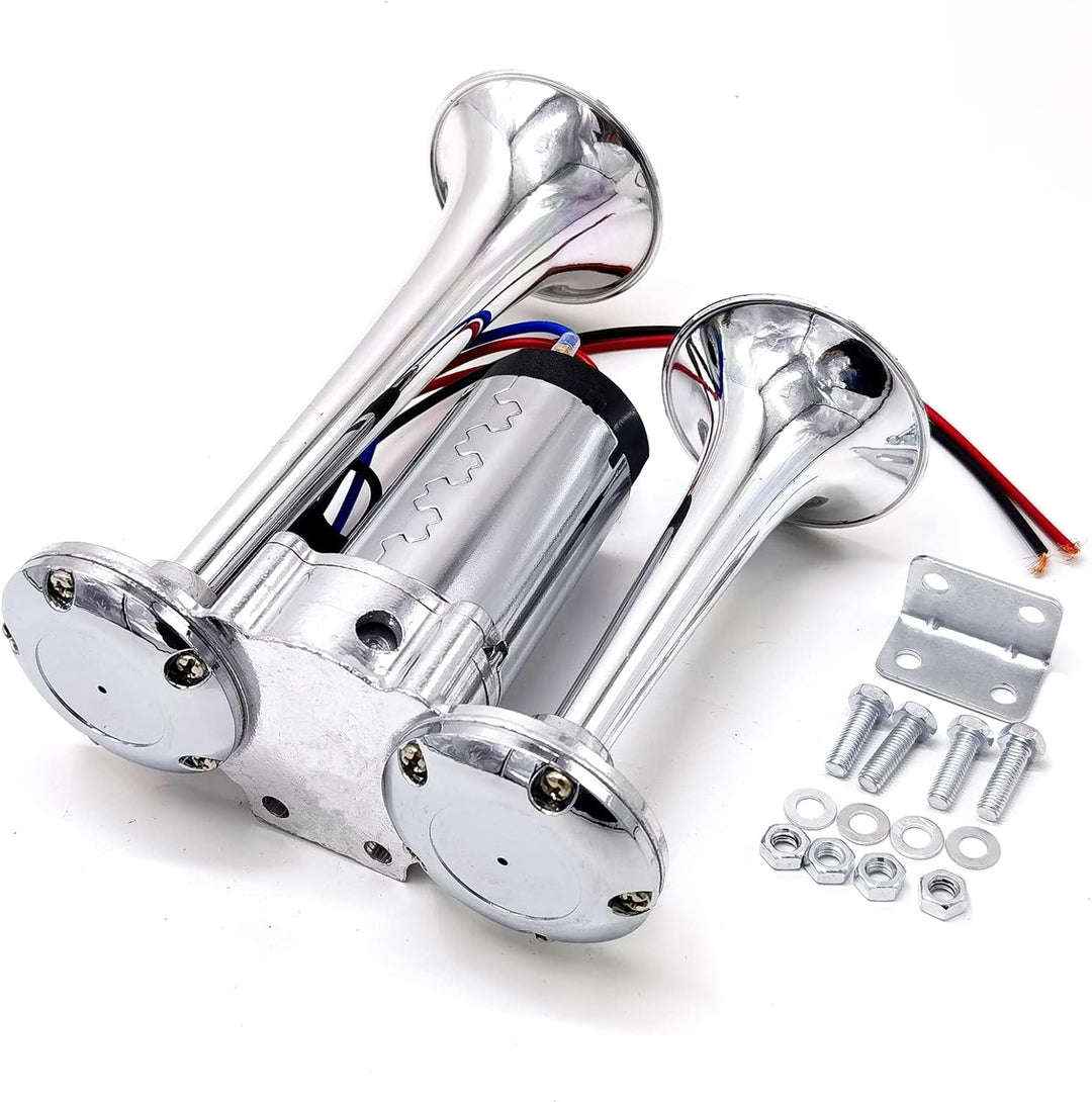 YIYIDA Elektrische Hupe Car Horn 24V Autohupe Air Horn 165db Schiffshupe Trompete Bootshupe Silber H