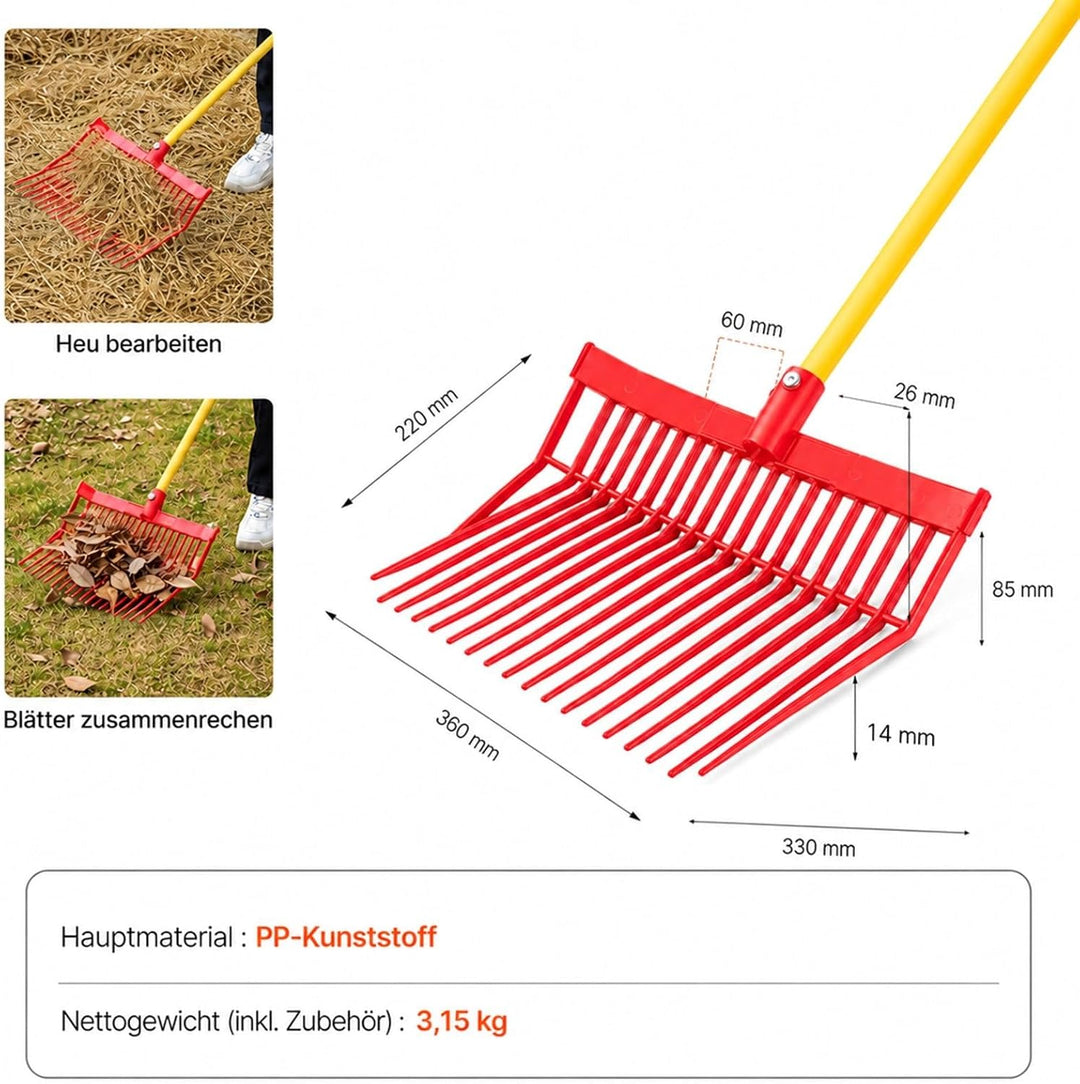 6er Set Mistgabel- und Heugabel-Ersatzköpfe, 18 geneigte Zinken, Kunststoff-Gabelkopf für Garten, St