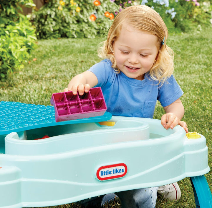 little tikes Build & Splash Water Table mit 25 Zubehörteilen - Nasses und Trockenes Spiel, Drinnen u