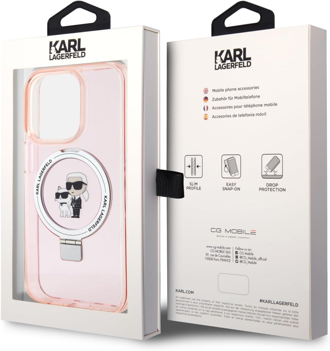CG MOBILE Karl Lagerfeld Magfit Ringstand Hülle für iPhone 15 Pro (Pink) rose, rose