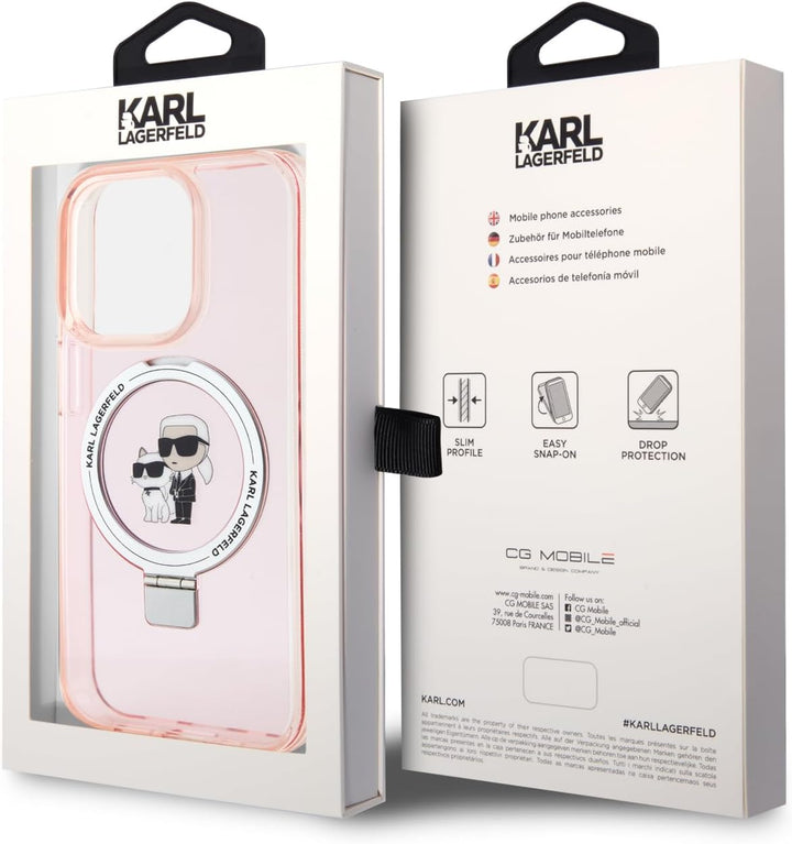 CG MOBILE Karl Lagerfeld Magfit Ringstand Hülle für iPhone 15 Pro (Pink) rose, rose