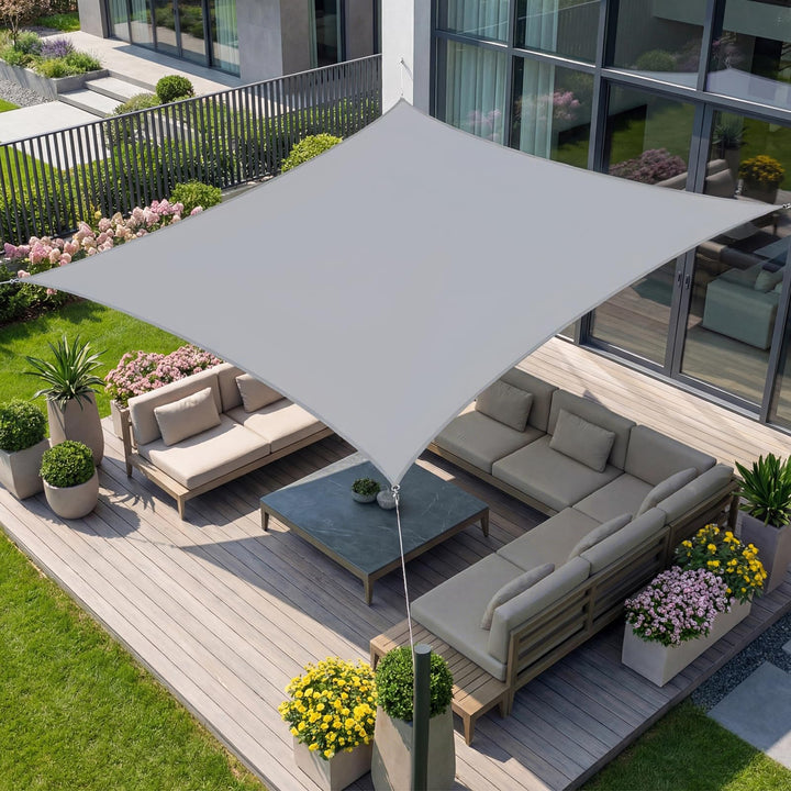 2x3m Sonnensegel Rechteckig Wasserdicht Sonnenschutz, Hellgrau | 95% UV Schutz, Regenschutz, Sunsege