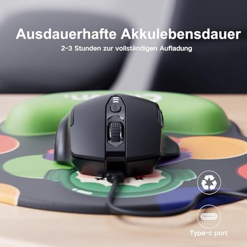 Uineer kabellose Maus, [Verbessert] Mit visueller Batterieanzeige, 2.4G USB Ergonomische Maus kabell