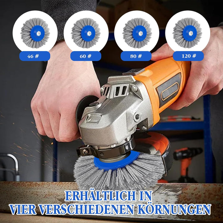 Schleifbürste, Nylonbürste 46/60/80/120 Körnung, 150mm M14 Polierbürste für Satiniermaschine Winkels