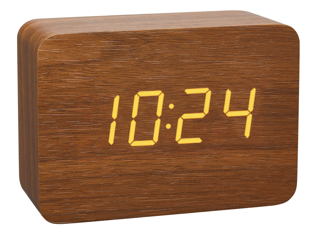 TFA Dostmann Design Funk-Wecker in Holz-Optik Clocco, 60.2549, Kunststoff, L 100 x B 41 x H 70mm (br