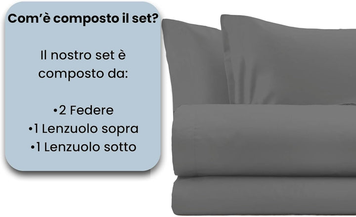 Italian Bed Linen maxcolor Bettwäsche grau 2 Sitze Dunkelgrau, 2 Sitze Dunkelgrau