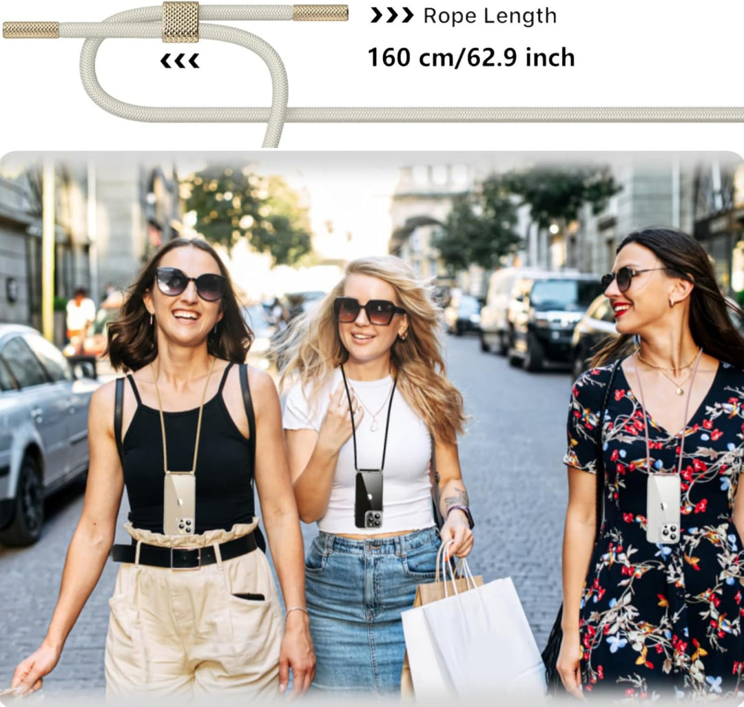 Handykette für iPhone 16 Plus Hülle mit Band, [Verstellbarem und Demontage Umhängeband], Transparent