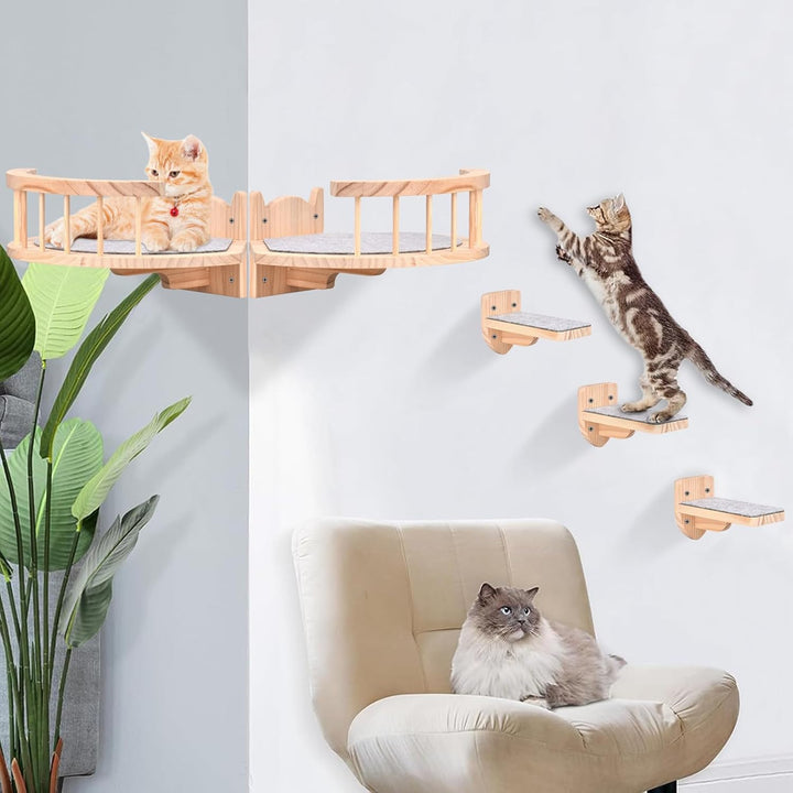Wand montierte Katze-Hängematte, 2PCS Katze-Regale und Katze-Barsche für Wand, Katze-Wand-Möbel mit