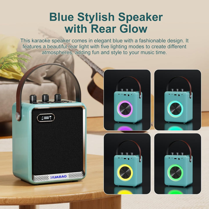 Karaoke-Anlage mit 2 drahtlosen Mikrofonen, tragbarer Bluetooth-Lautsprecher mit Mikrofon, kompakter