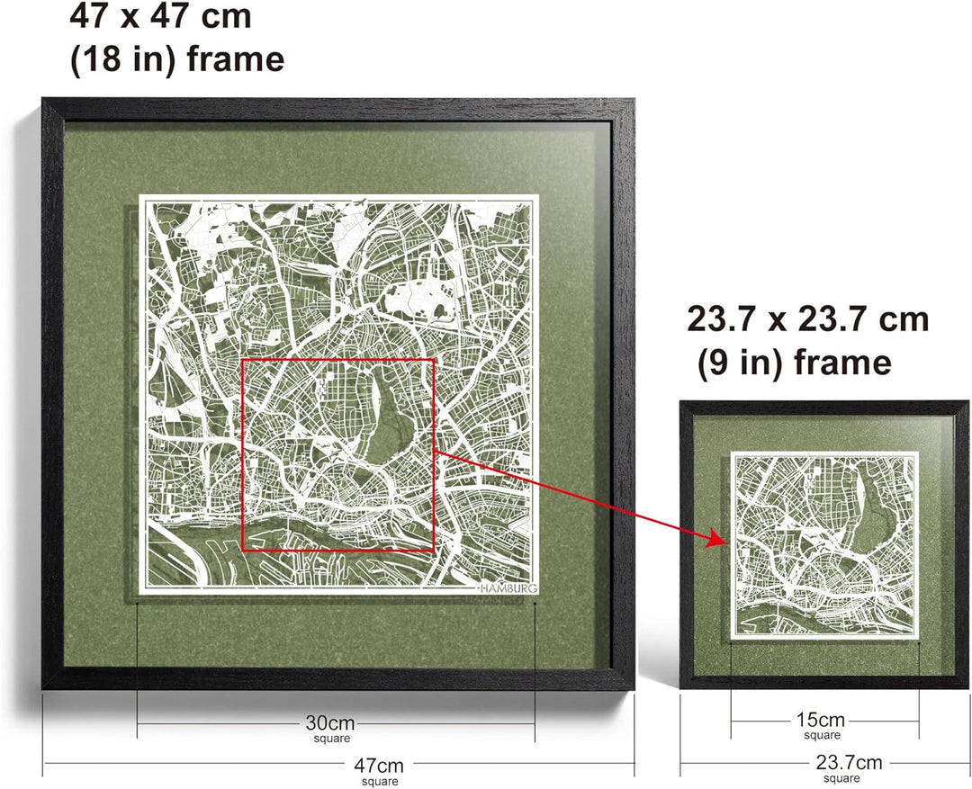 O3 DESIGN STUDIO - Marco de Papel para mapas, 22,8 x 22,8 cm, en Caja de Regalo, Fondo, autocambiant