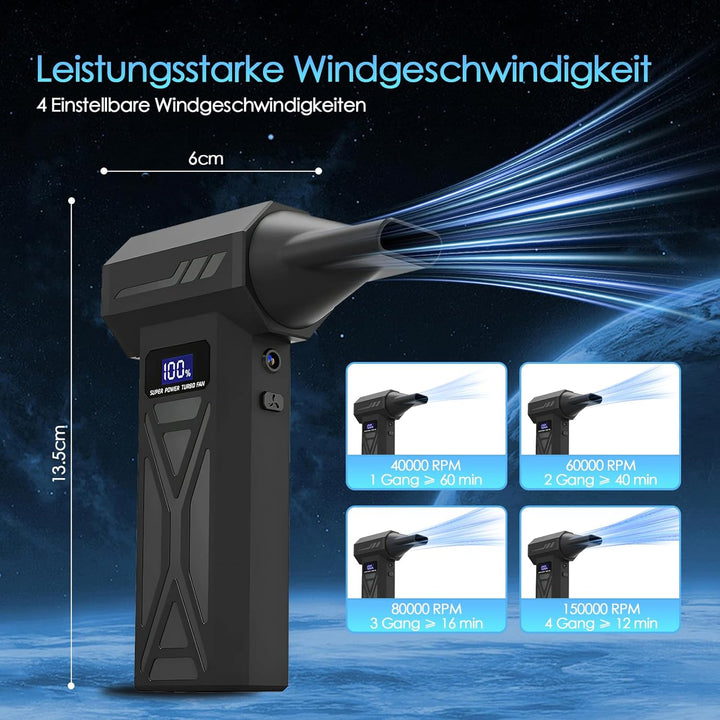 2-in-1 Elektrische Staubgebläse Staubsauger 150000 U/min 4-Gang Einstellbare Electric Air Duster Geb