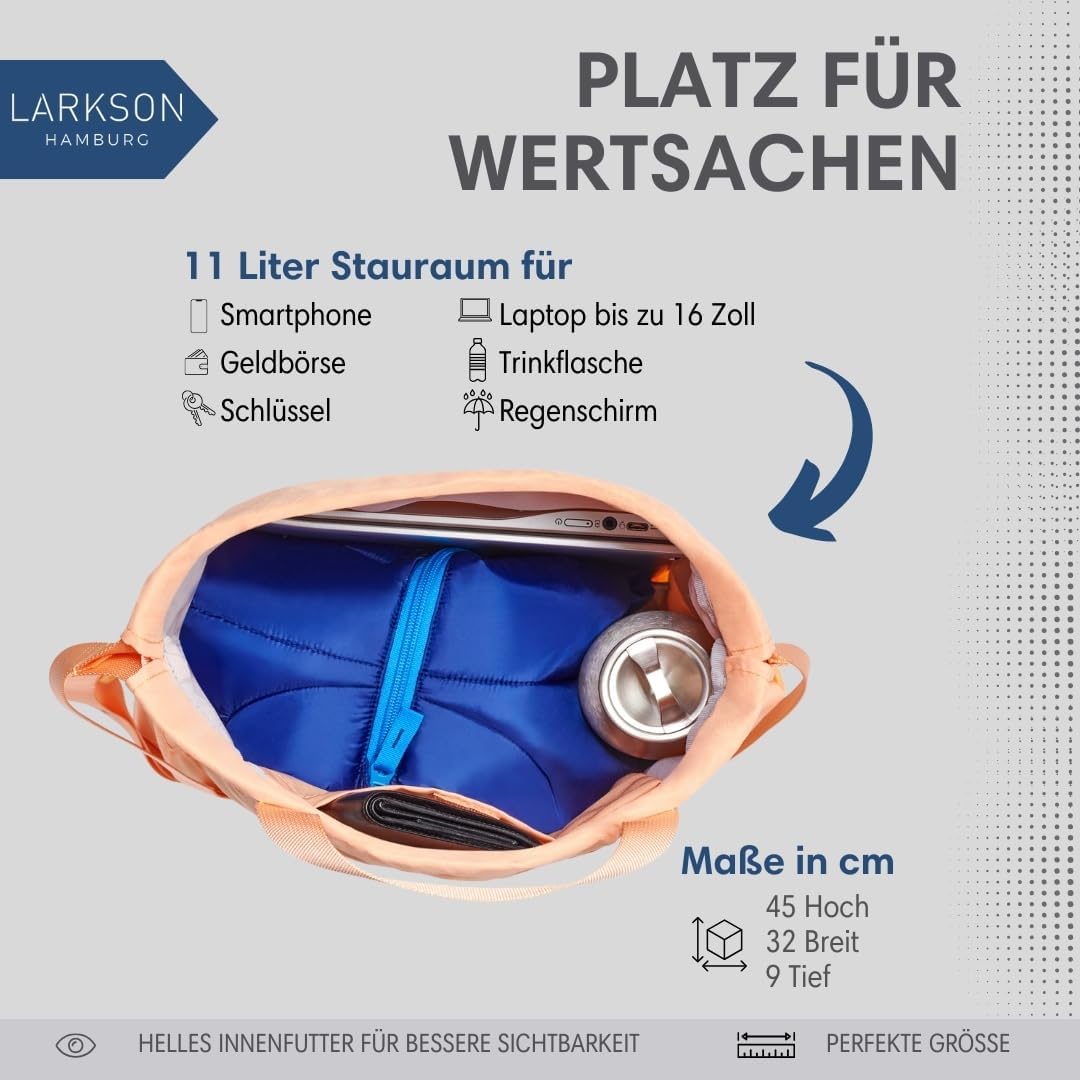 LARKSON Turnbeutel Damen &amp; Herren Orange - No 7 - Rucksack Damen für Sport und Festival - Beutel Ruc
