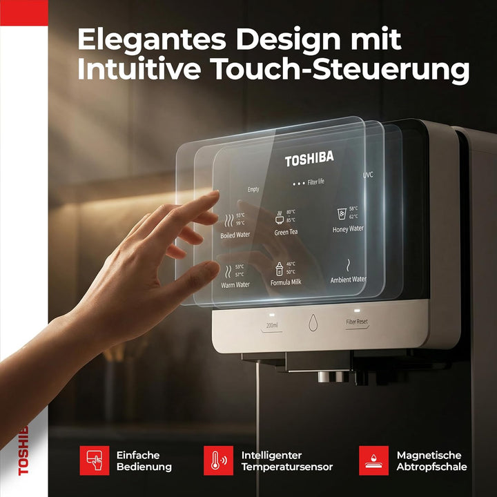 Toshiba Osmoseanlage, Wasserfilter Trinkwasser, Auftisch, Keine Installation, Heisswasserspender, Um