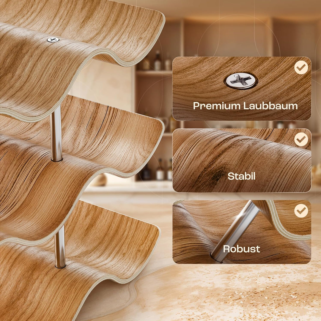 Dreiklang – be smart Weinregal Flaschenregal aus Holz für 12 Flaschen, stabil, Freistehend, modern,