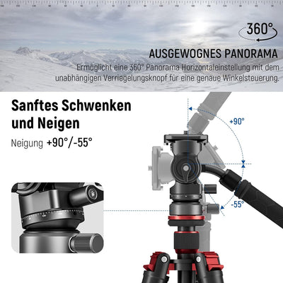 NEEWER Fluidkopf für Videostativ mit +/-10° Nivellierbasis (⌀37mm), Metall Stativkopf Videokopf mit