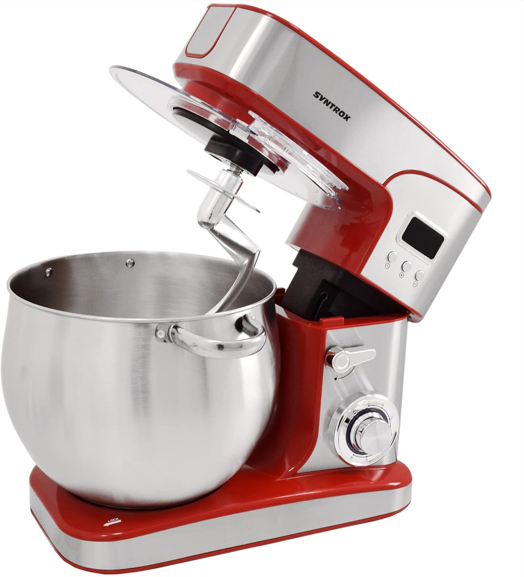 Syntrox Germany KM-2000W de Luxe Paris Küchenmaschine Knetmaschine Mixer Fleischwolf, Edelstahl-Behä
