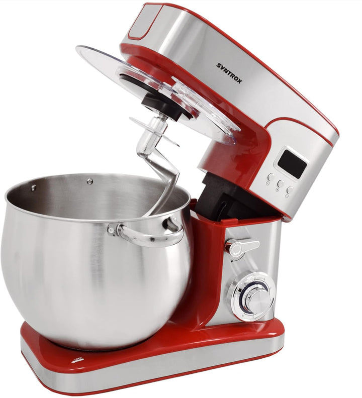 Syntrox Germany KM-2000W de Luxe Paris Küchenmaschine Knetmaschine Mixer Fleischwolf, Edelstahl-Behä