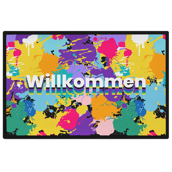 Trendation - Willkommen Regenbogen Bunte Grafik Fussmatte Geschenk Schöne Fussmatte Aussen und Innen