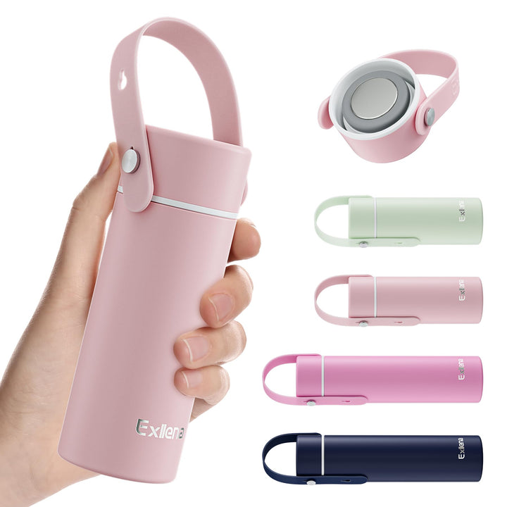 Exllena Trinkflasche Klein 200ml mit Verstellbarer Silikon-Griff – Mini Thermosflasche mit Edelstahl