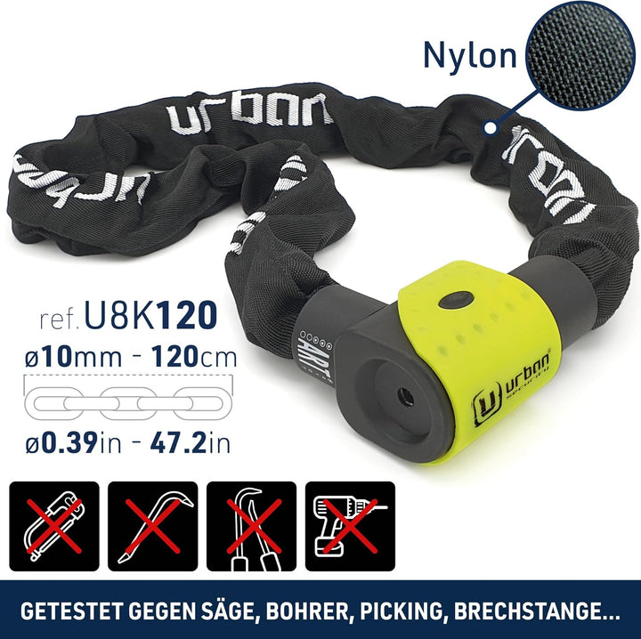 Urban Security 10K120 Motorradschloss Kettenschloss Motorrad Escooter Roller Schloss Motorrad Schlos