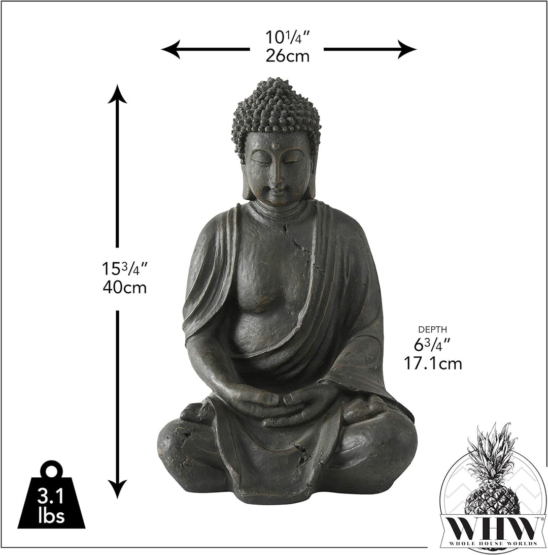 Boltze Buddha Figur sitzend (Höhe 40 cm, Statue aus Kunstharz, Feng-Shui Deko, Dekoration / Geschenk