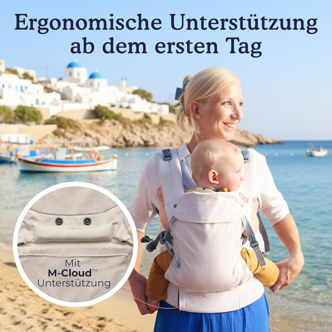 Beco Gemini 2.0 Babytrage für Neugeborene bis Kleinkinder (3–15 kg) mit M-Cloud™ Stütze – Ergonomisc