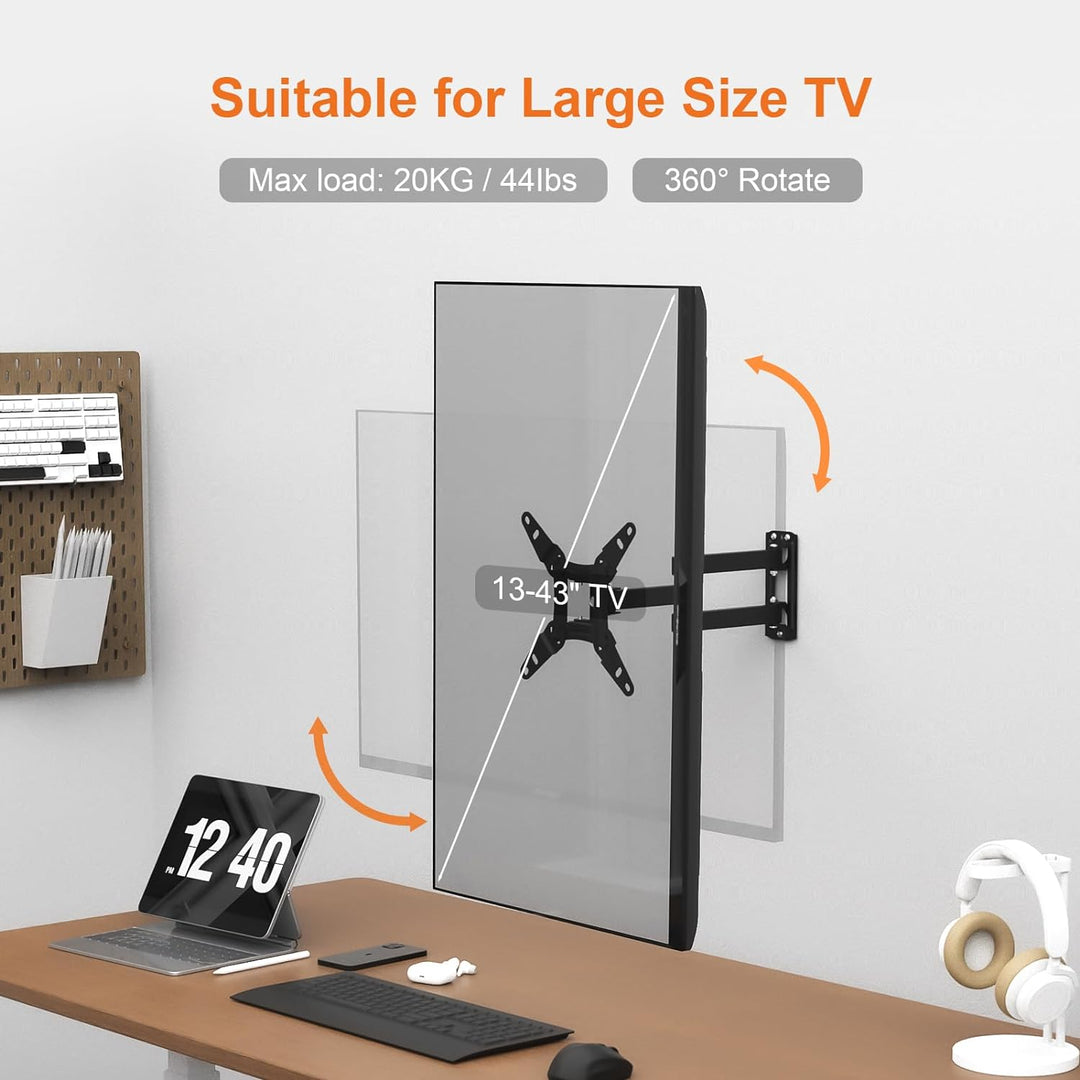 GRIFEMA TV Wandhalterung für 13-43 Zoll Bildschirme, 360° Schwenkbare Neigbare und Ausziehbar TV Mou