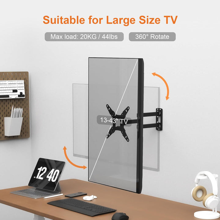 GRIFEMA TV Wandhalterung für 13-43 Zoll Bildschirme, 360° Schwenkbare Neigbare und Ausziehbar TV Mou
