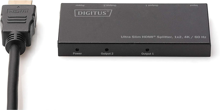 DIGITUS Ultra Slim HDMI Splitter, 1x2, 4K/60Hz HDR, HDCP 2.2, 18 Gbps, Micro USB Power