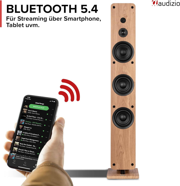 Audizio Arco - Standlautsprecher Aktiv 2er Set, Bluetooth 5.4 & DAB Radio, 320 Watt HiFi Lautspreche