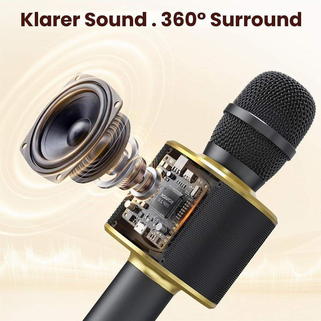 BONAOK Karaoke Mikrofon, 3 in 1 Kabelloses Bluetooth Mikrofon, Kinder Mikrofon Lautsprecher Maschine