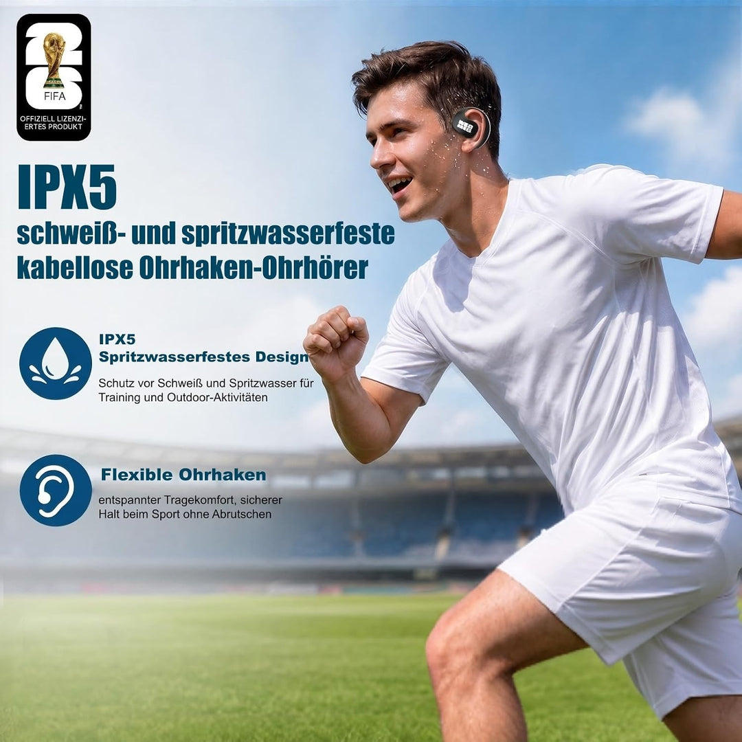 FIFA WM 2026 lizenzierte Open-Ear Bluetooth-Ohrhörer mit Ohrhaken, 165 Sprachen KI-Übersetzung per A